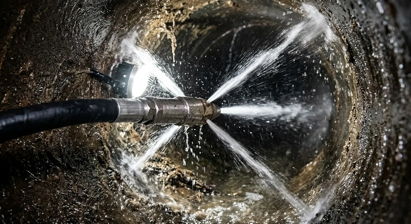 High-pressure hydro jetting nozzle cleaning sewer pipe for Storm Drain Cleaning in Redland